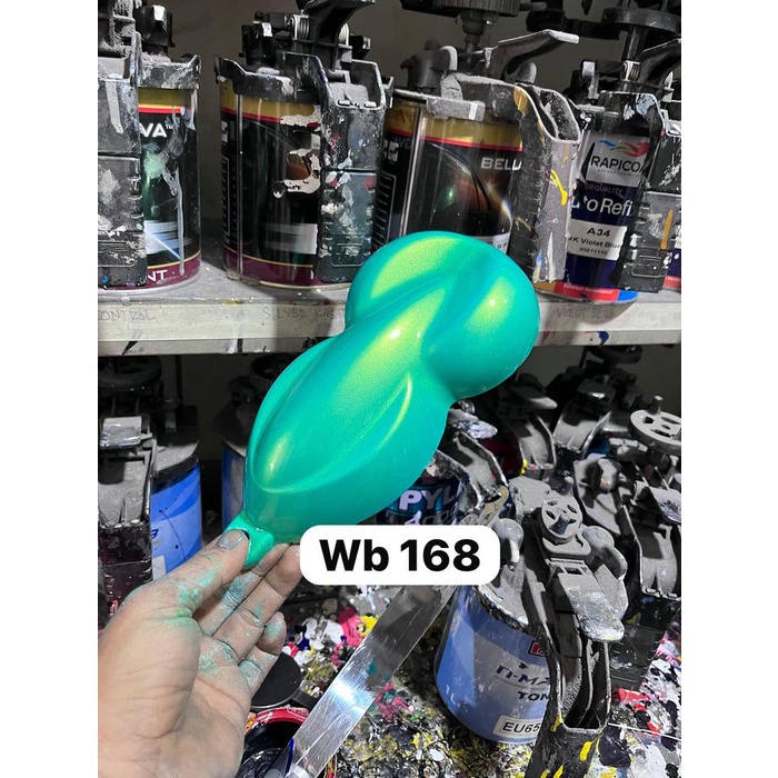 cat hijau metalik pu/cat hijau alien green/cat hijau motor bahan polyuretane 500ml/cat motor mobil