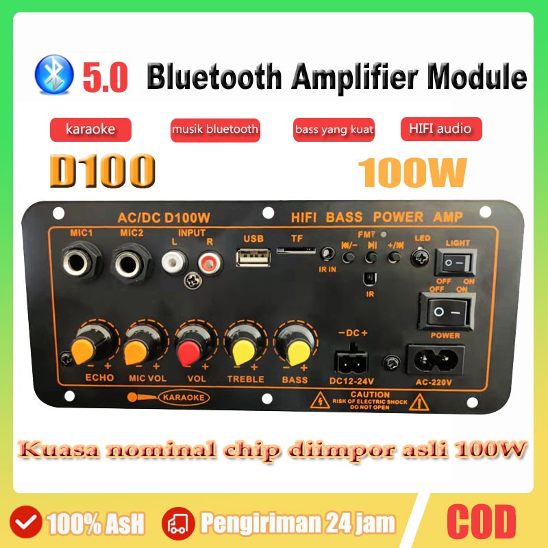D100 Ampli Full Bass Subwoofer 10 Inch 12 Inch 20Inch Hi-Fi Bluetooth Rumah Mobil Audio Power Super