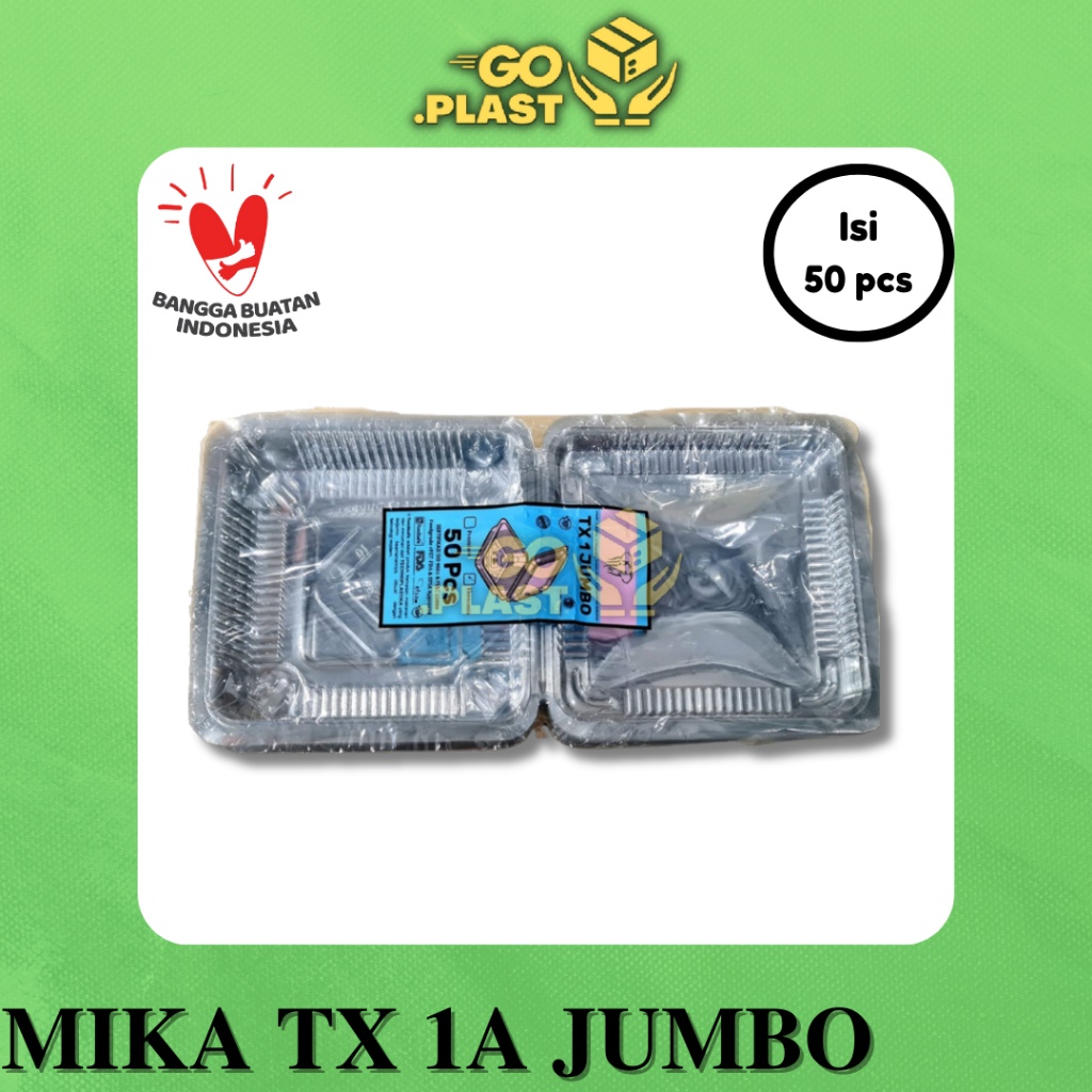 JUAL [50PCS] MIKA TX 1 JUMBO MIKA KUE BOLU KOTAK MAKANAN RINGAN