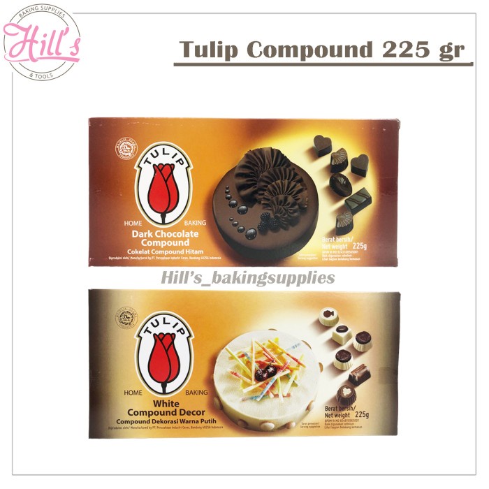 Ready" Tulip Chocolate Compound 225 Gr Dark Milk White / Coklat Putih Masak