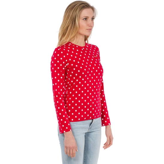 Cdg Play Polkadot Long Sleeve T-Shirt - Black 100% Original Best Quality