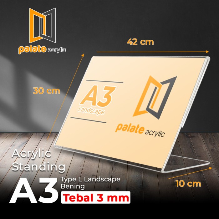 

BARANG TERLARIS AKRILIK A3 TYPE L LANDSCAPE / AKRILIK A3 L / LANDSCAPE 3MM