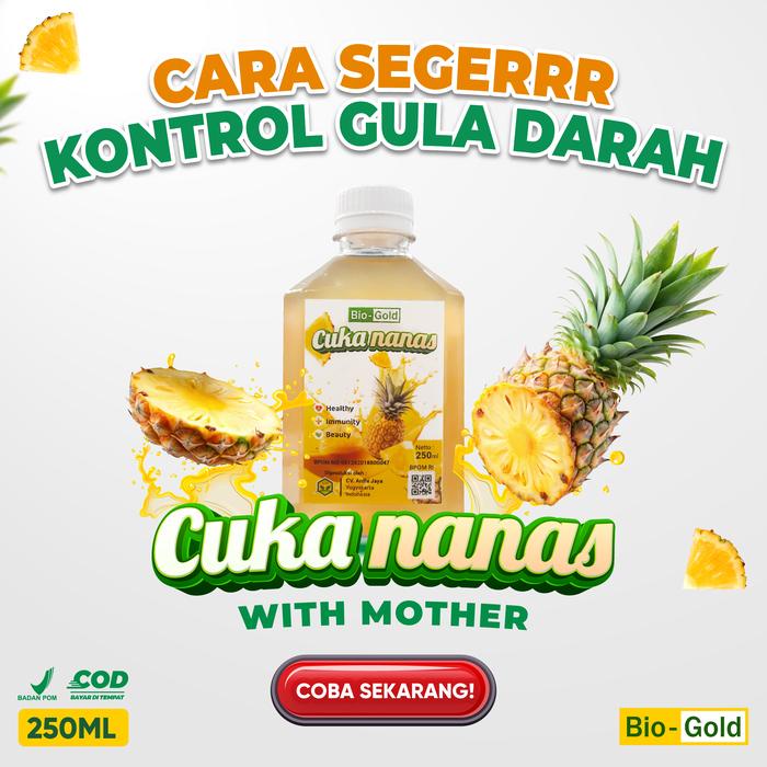

[Bundling 2 Botol] Cuka Nanas Bio Gold Bpom 250Ml Organik With Mother Bantu Menurunkan Kadar Gula