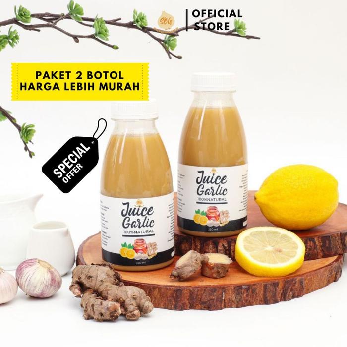 

BARANG TERLARIS SBG PAKET 2 BOTOL Jus Bawang Putih Tunggal, Lemon California, Cuka Apel, Jahe Merah,