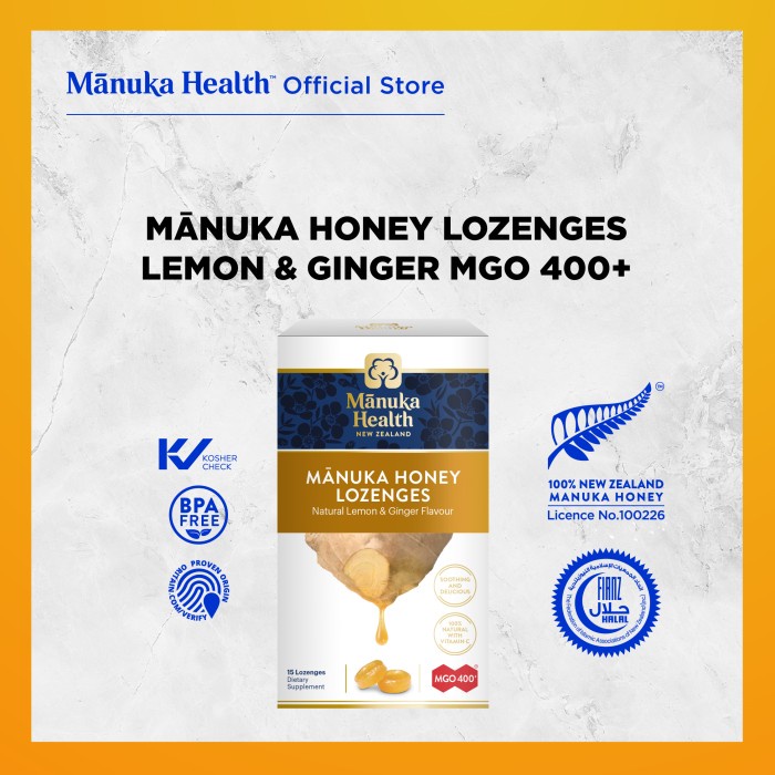 

BARANG TERLARIS Manuka Health MGO 400+ With Ginger&Lemon Lozenges