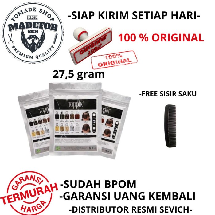 TOPPIK HAIR FIBER 27.5 ISI ULANG GRAM ORIGINAL TOPPIK PENEBAL RAMBUT
