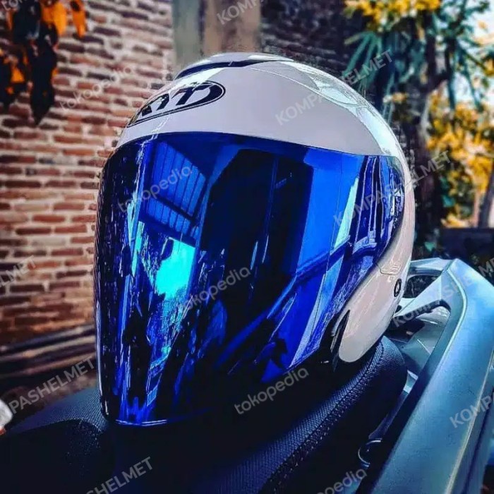 KYT HELM KYOTO SOLID WHITE VISOR VENOM IRIDIUM BLUE HARGA TERMURAH