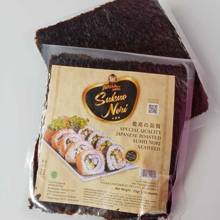 

TOKINORI Sakao Nori/Sushi Nori Isi 10 Lembar SUSHINORI Rumput Laut 25gr HALAL