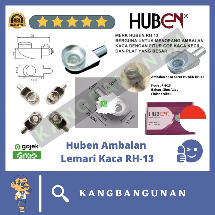 HUBEN Ambalan Kaca Karet / Ambalan Tatakan Penyangga Lemari Kaca RH-13