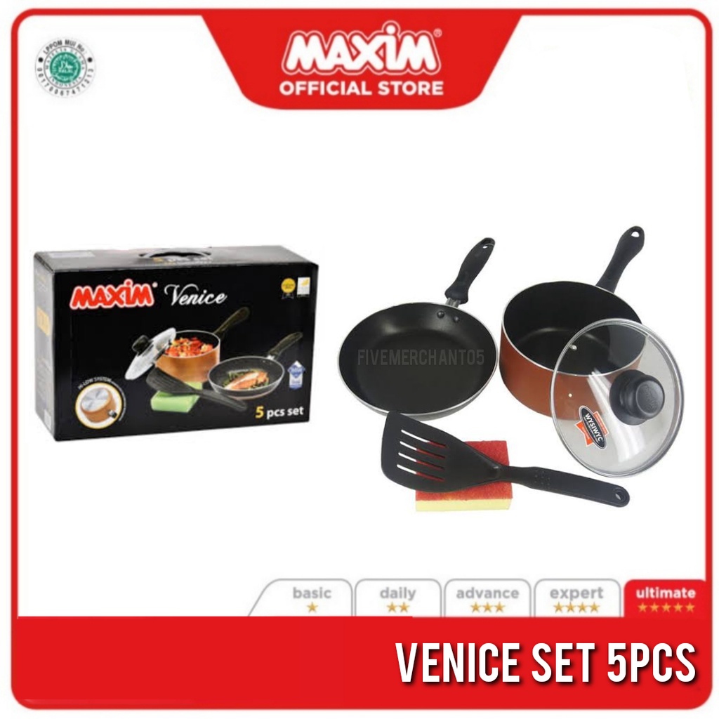 HJK Panci Set Maxim Venice 5pcs Panci Teflon Set Maxim Venice Set Panci Wajan Teflon Maxim Set
