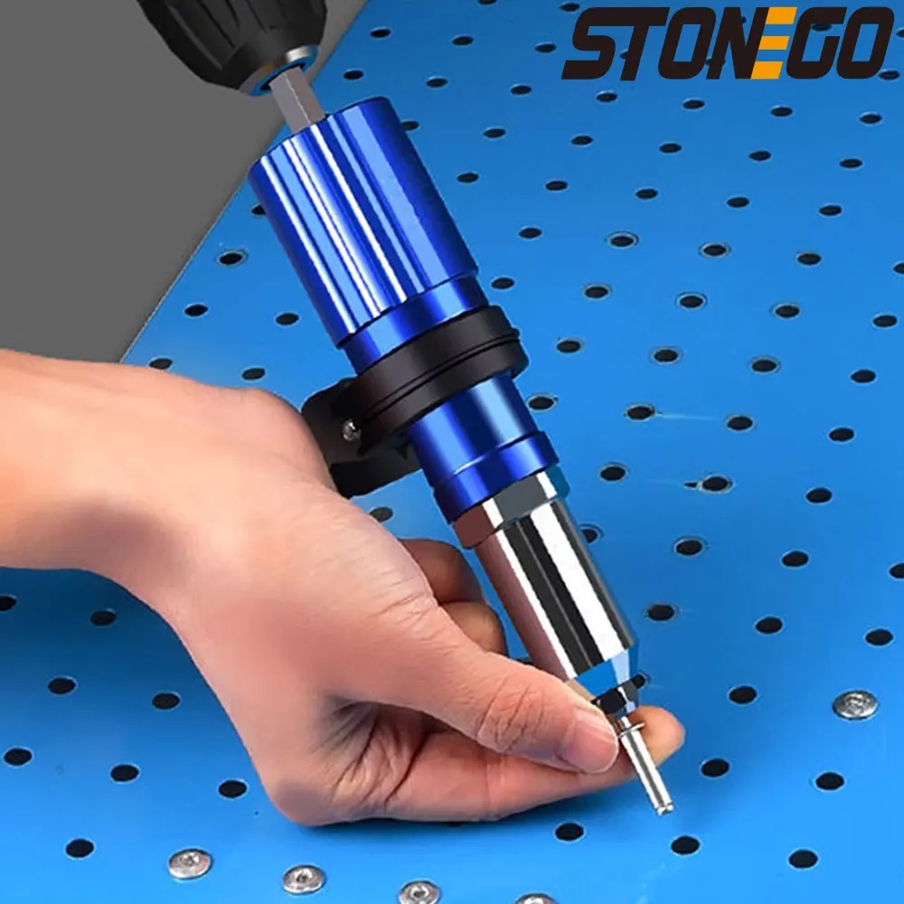 Electric Rivet Gun Drill Adapter 2.4mm-4.8mm Rivet Nut Gun Drill Adapter Cordless Riveting Tool Inse