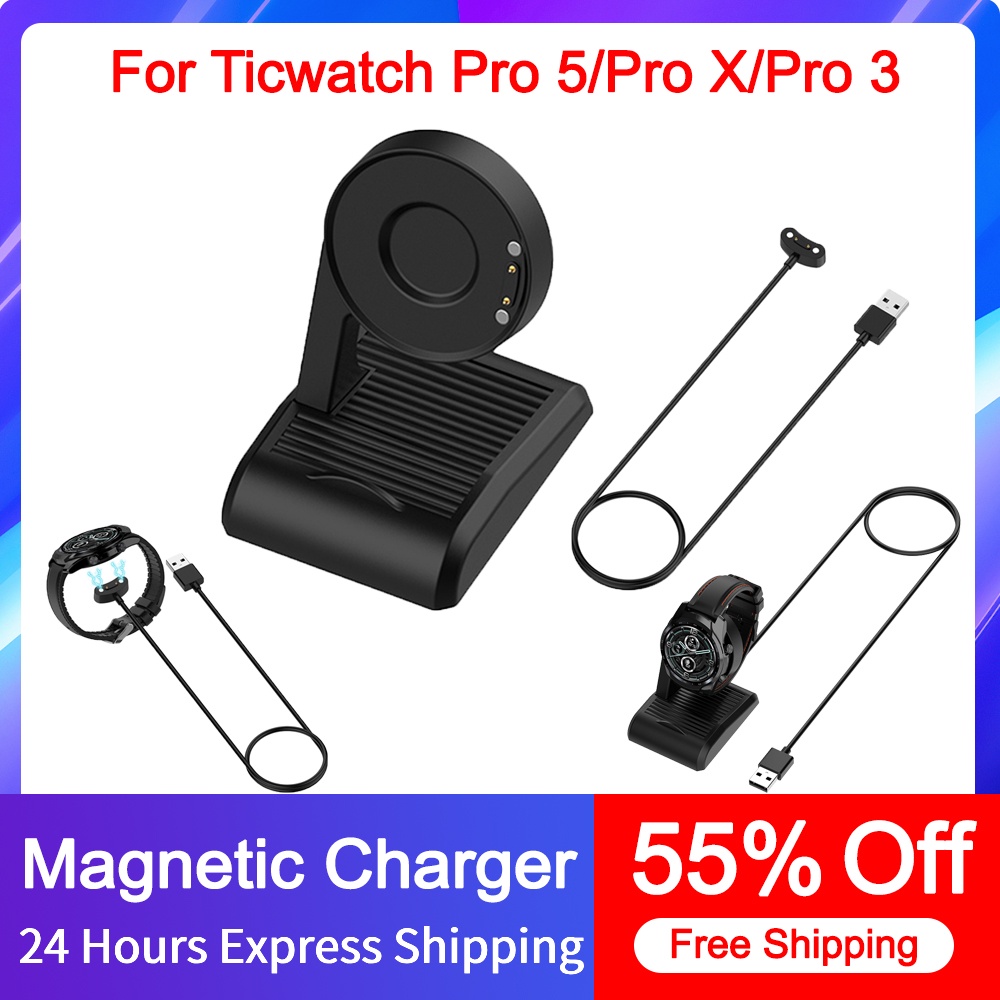 1Pc Charging Cable Magnetic Charger for Ticwatch Pro 5/Pro X/Pro 3 Ultra GPS/Pro 3 GPS/E3 Smart Watc
