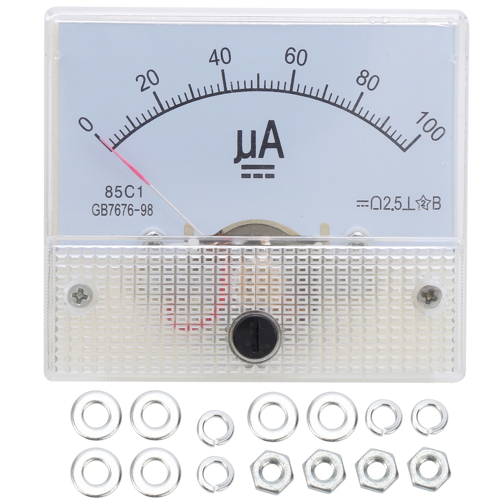 85C1 DC 0~100UA Pointer Type Ammeter Analog Current Panel Meter Measuring Instrument Ammeter DC Curr