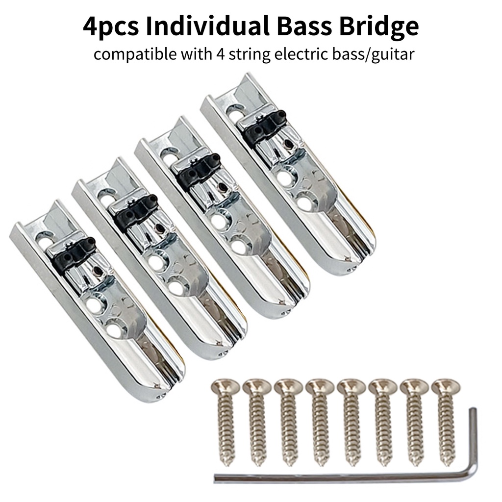 4pcs Bass Guitar Bridge Individual Bass Bridge Guitar Bridge with 4 String Electric Bass Guitar Acce