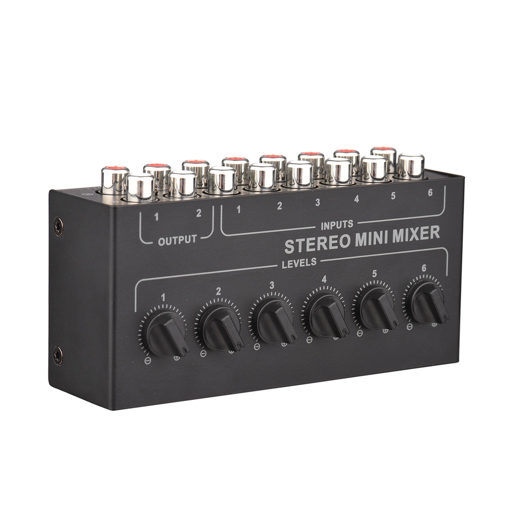Mini Stereo 6 Channel Passive Mixer RCA Portable Audio Mixer 6 In 2 Out Stereo Distributor Volume Co