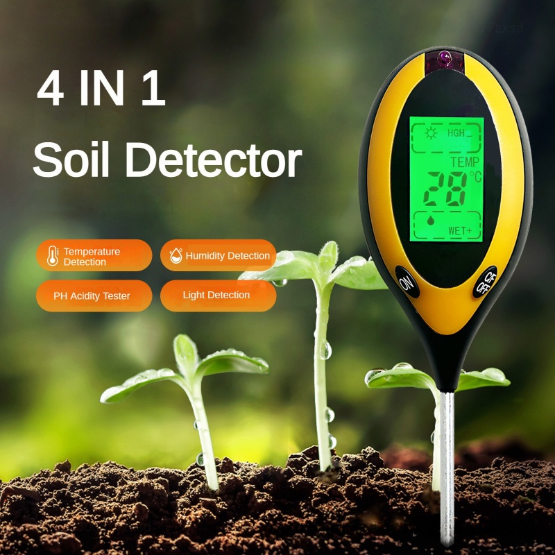Soil PH Tester 4 in 1 PH Light Moisture Acidity Tester Detector Flowers Soil Moisture Meter Sensor P