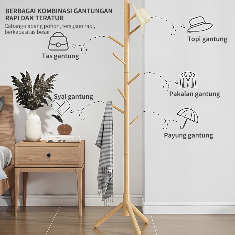 Gratong Cod Rak Mantel Kayu Rak Hanger Baju Gantungan Tas Rak Mantel Kayu Rak Gantungan Tas