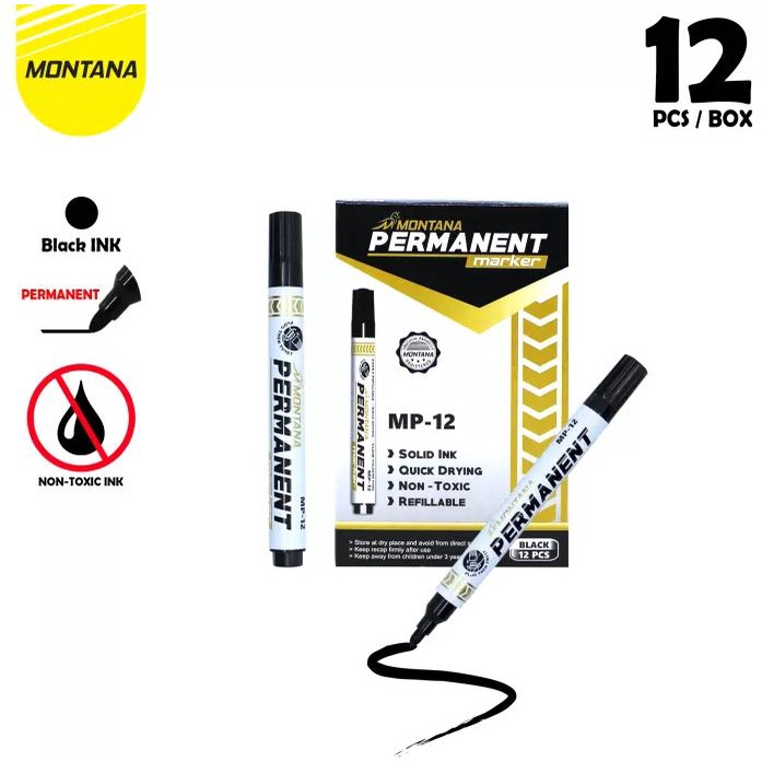 

Berkualitas (12Pc) Spidol Permanent Marker Hitam / Spidol Permanen Murah
