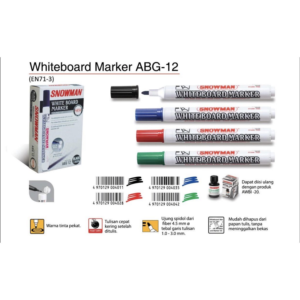 

Viral !!! (12 Pcs) Spidol Snowman Whiteboard Abg12