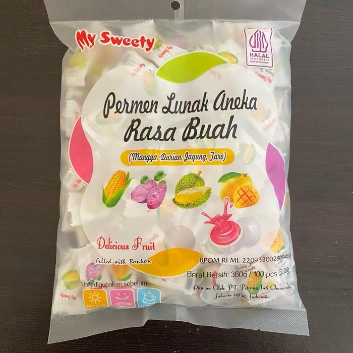 

Permen Lunak Aneka Rasa Buah My Sweety 1 pack isi 100 pcs Candy Food Snacks