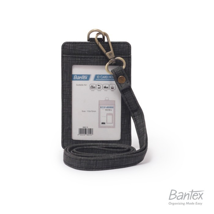 

[tmr] - Bantex Name Tag ID Card Holder Kulit Black 8869 10 Tali lanyard