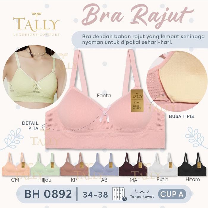 READY STOK BRA/BH T4LLY CUP A TANPA KAWAT BUSA TIPIS SIZE 34-38 BRA REMAJA BH REMAJA BRA CUP A BH