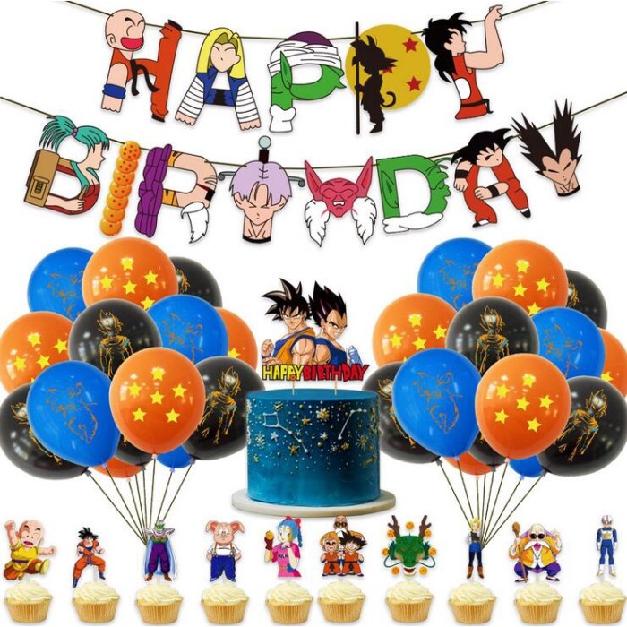 PROMO AK079 Set Balon Latex Desain dragon ball Happy Birthday Untuk Dekorasi