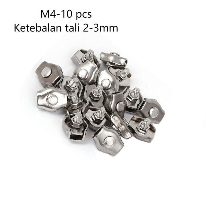 10PCS/SET Klem Seling Stainless SS 304 2-3MM / Klem Tali Kawat Klem Sling Seling Baja/Klem Sling