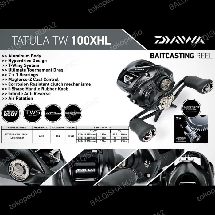 Unik 2024 Daiwa Tatula Tw 100Xhl Jdm - Garansi Resmi