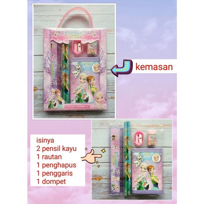 

paket alat tulis study set dan dompet karakter frozen FROZEN Kode 616