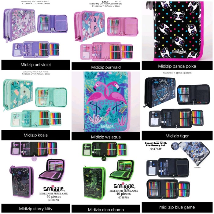 

Smiggle Stationery Zip It Barbii, Minecraft, starry Cat, Unicorn/Kado Kode 405