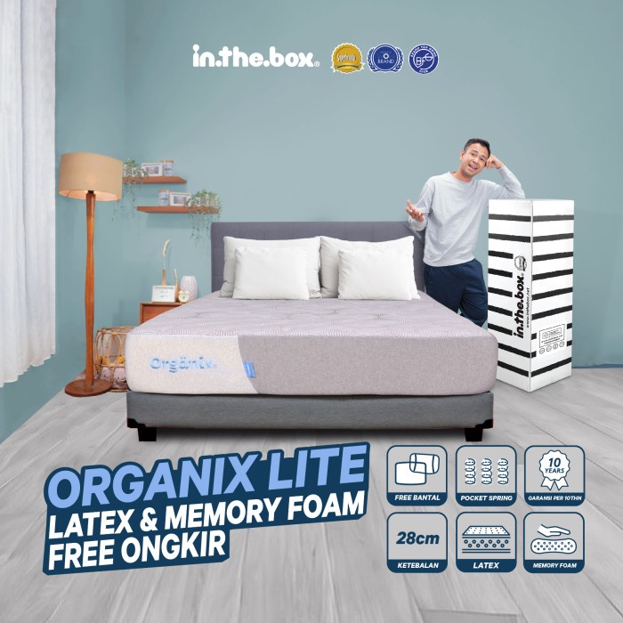 JAYAmart- Kasur Busa Latex Inthebox Organix Lite 160x200 - Free bantal