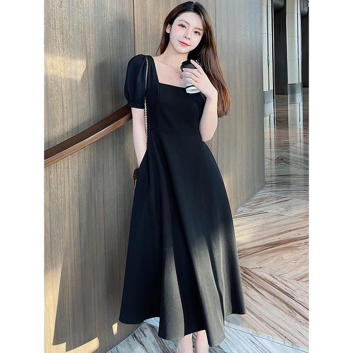 7995 White Baju Midi Dress Putih Panjang Natal Wanita Kekinian Muslimah Korea Style Import Kondangan
