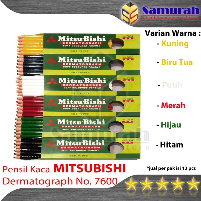 

Pensil Kaca Warna Mitsubishi No 7600 / Pencil Glass Dermatograph Pak