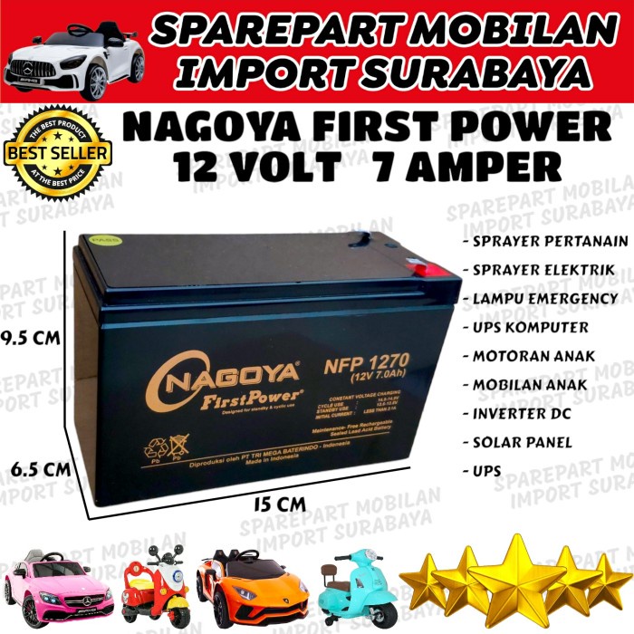 Ready Jt Nagoya 12V 7Ah Aki Vrla Accu Mobil Mainan Anak Pliko 12 Volt 7 Amper
