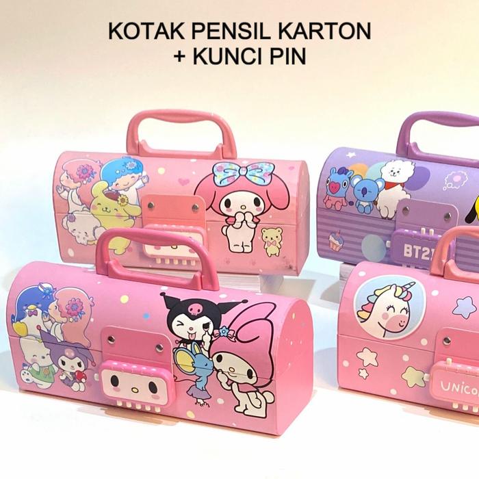 

Bos Kotak Pensil Karton+Kunci Pin/Tempat Pensil/Pencil Case Locker Stationery Kotak Pensil