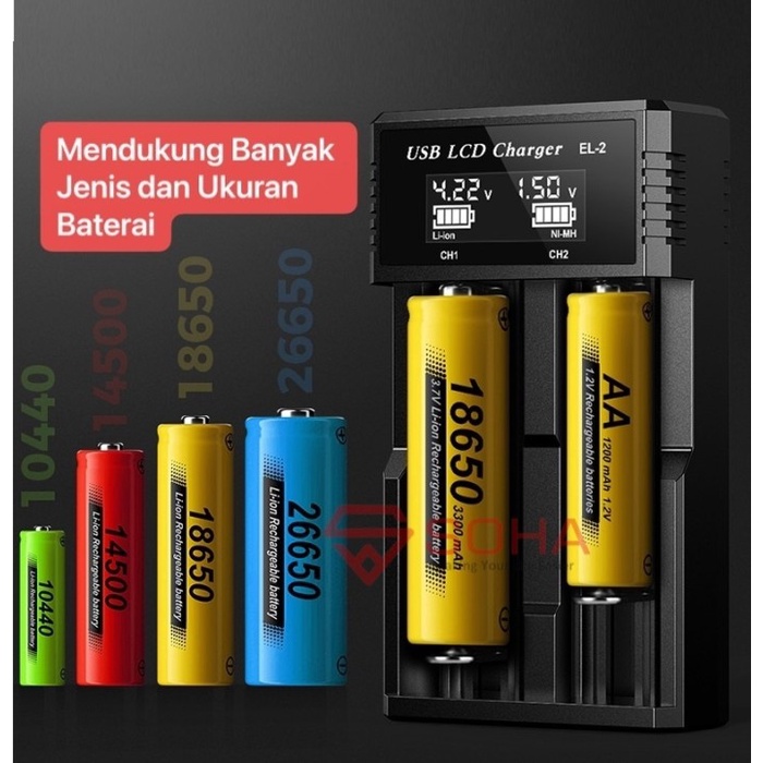 Ready Jt Charger Baterai Cas Baterai Aaa Aa 18650 Indikator Digital Led Status Baterai Volt Dan