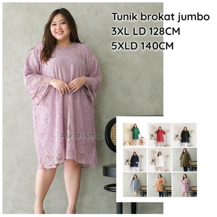 Tunik Dress Brokat Jumbo Ld130Cm & 140Cm Best Seller