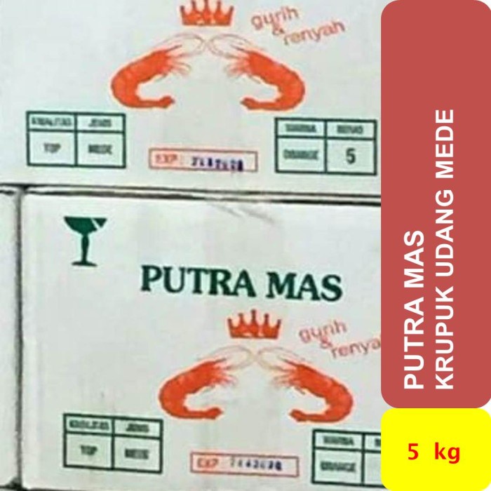 

Kerupuk Udang Mede / Kecil kemasan dus 5 kg merk PUTRA MAS