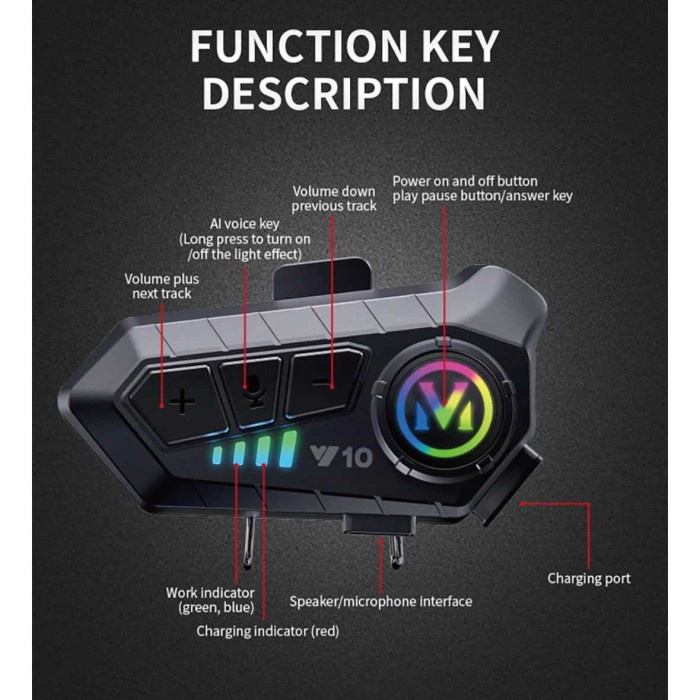 Intercom Helm Bluetooth Radio FM Headset Helmet Motorcycle -
