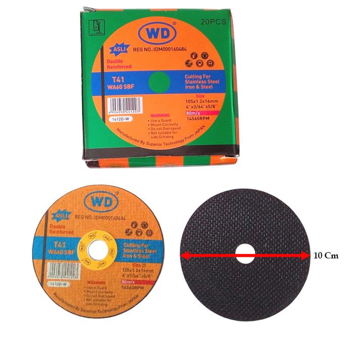 Jmj - Batu Gerinda Potong Wd 4" X 1.2Mm ( 1 Dus 20 Pcs ) Wd Cutting Wheel Mata Gerinda Potong
