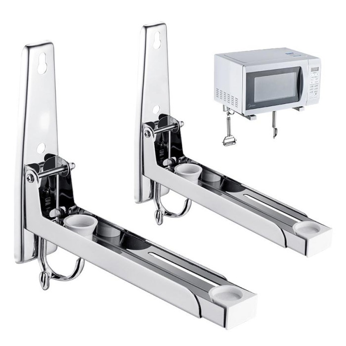 MURAH 2Pcs Rak Microwave Oven Rak Tembok Dinding 304 Lipat / Siku Microwave Bracket Penyangga Oven