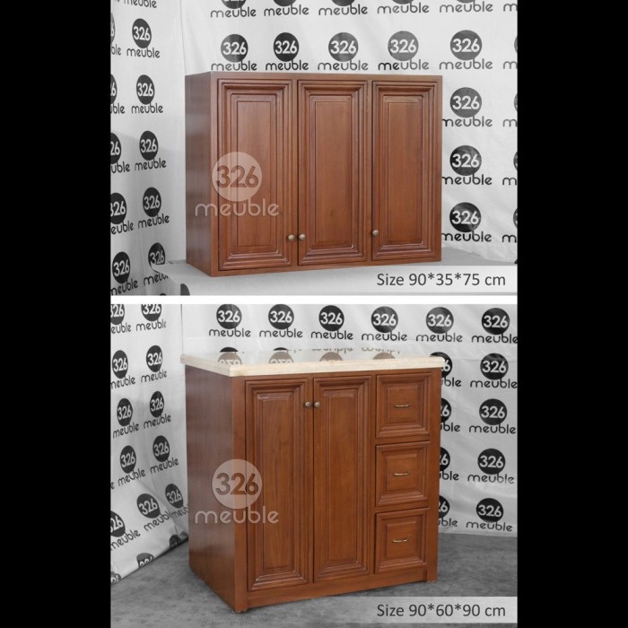 BERGARANSI Kitchen Set Jati Mebel Jepara - Lemari Gantung Jati - Rak Dapur Jati