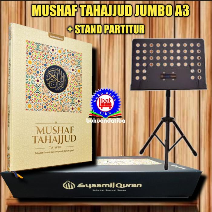 Alquran Mushaf Tahajjud Jumbo Untuk Imam Shalat + Stand Penyangga Besi