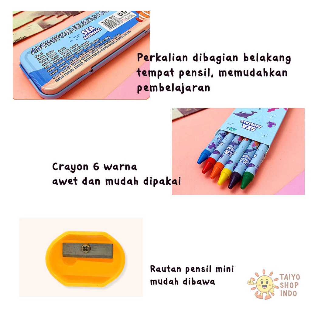 

iK! TAIYO Alat Tulis Set Anak 7IN1 Sanrio Karakter Stationery Tempat Kotak Pensil Perlengkapan