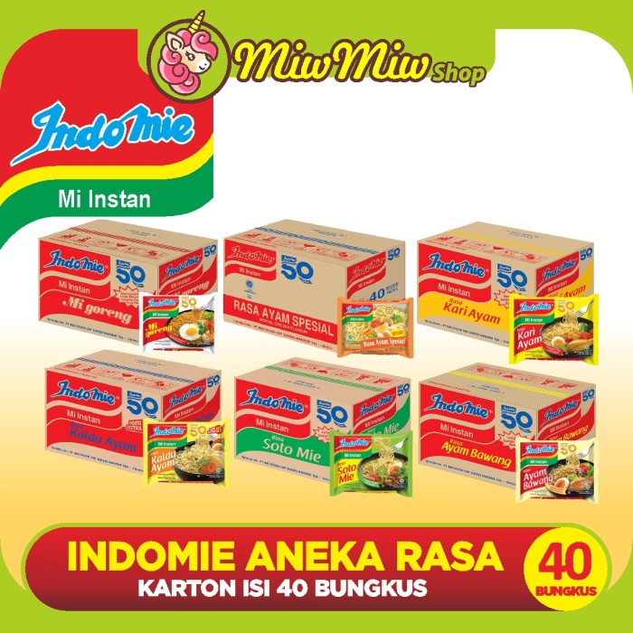 

Ready Indomie - Mie Instant / Mi Instan (Grosir) Karton/ Dus Isi 40 Bungkus
