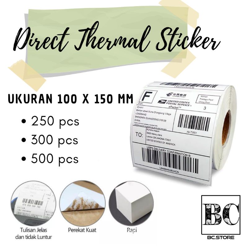 

IK! Kertas Thermal Sticker/Label sticker thermal (Roll) 100 x 150MM 250 PCS WINSTAR Barcode UK A6