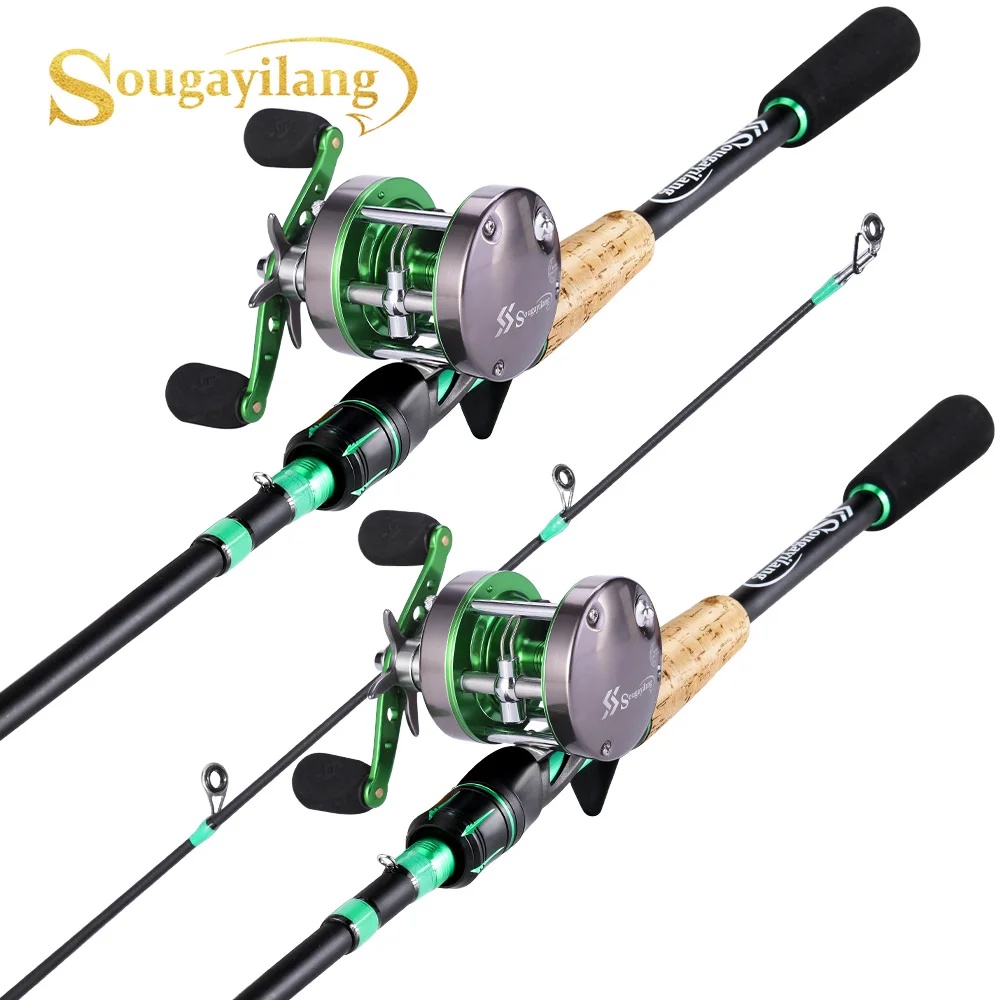 emca Baitcasting Fishing Rod and Reel Combo Set Carbon Fiber Fishing Rod Trolling Fishing Reel Kit f