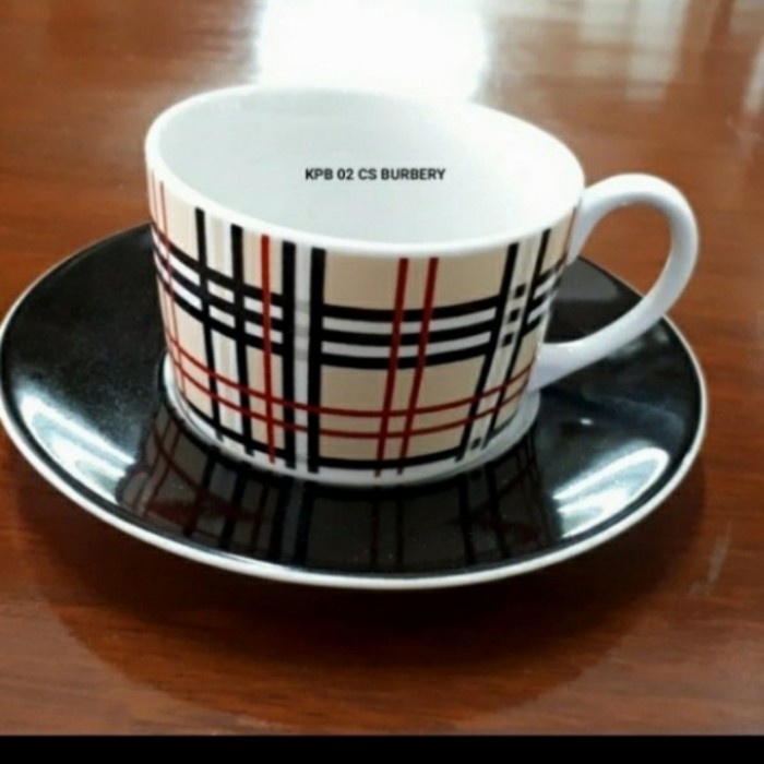 Cangkir Set Burberry/ cangkir kopi keramik