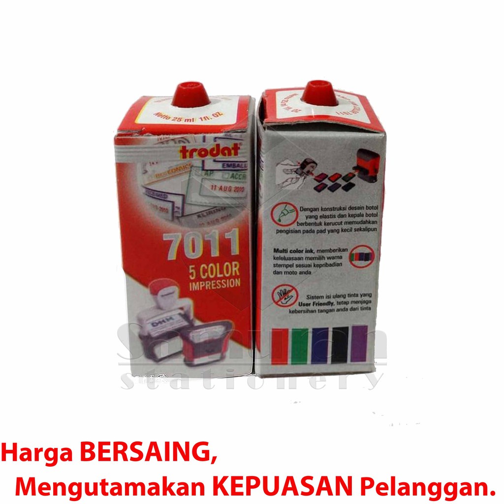 

iK! Isi ulang Tinta Cap Stampel Otomatis Trodat 7011 / Refill Stamp Ink 25 ml 5 warna